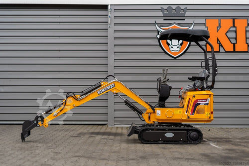 Mini pelle hydraulique Ma boutique Kingway Joker R5 jaune avec chenilles en caoutchouc et toit de protection